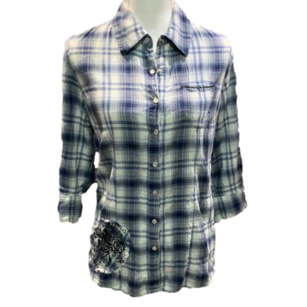 STYLE & CO Plaid Long Sleeve Snap Button Shirt